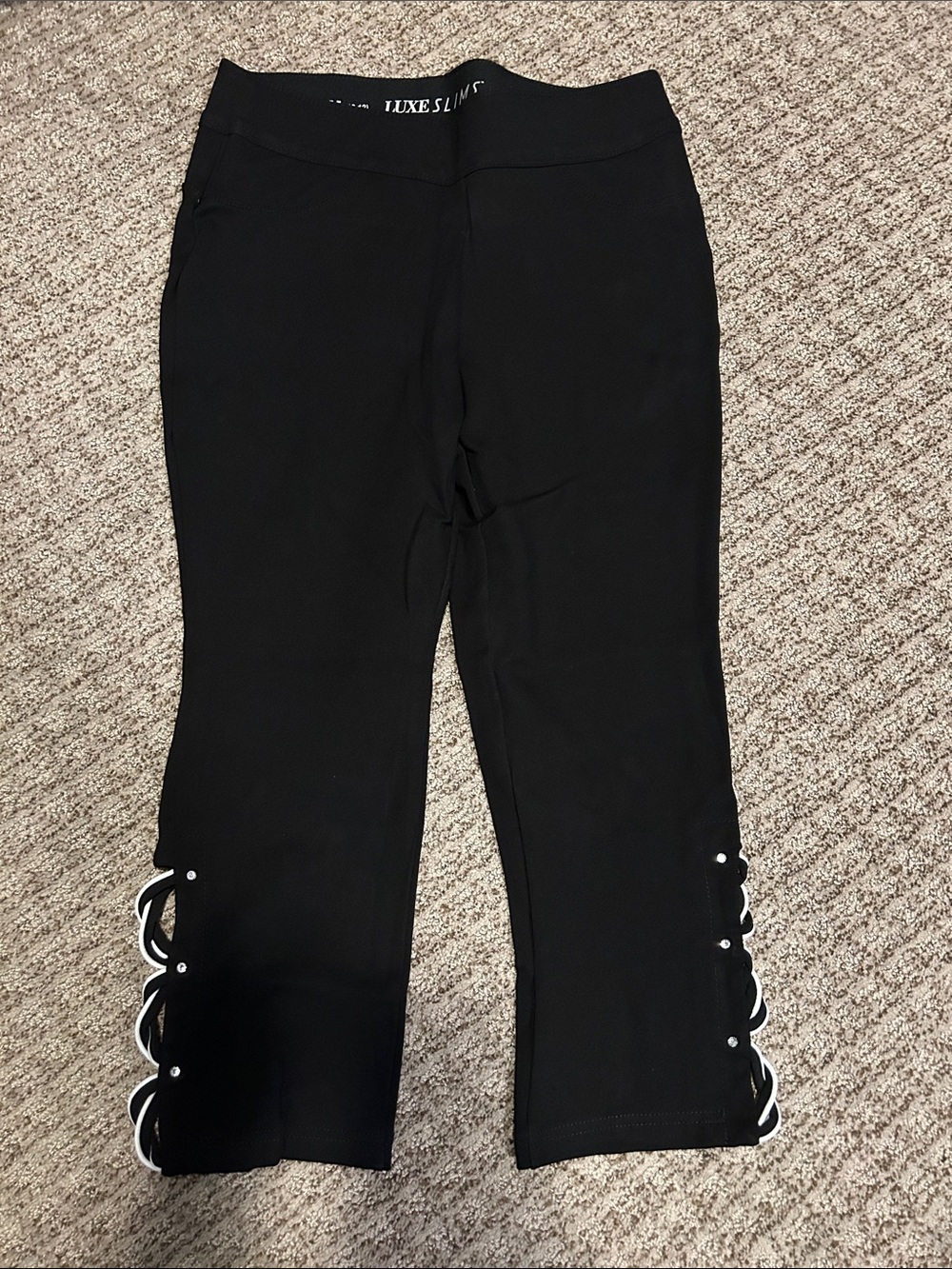 Black Capris with Side Lace-Up Detail